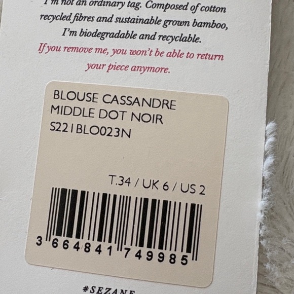 NWT Sezane Cassandre Blouse 2 - Picture 7 of 8